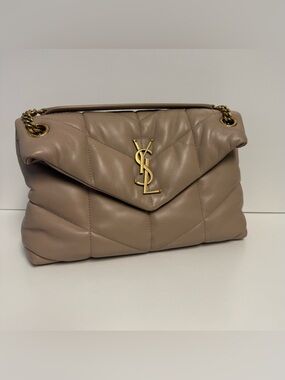 Saint Laurent Loulou Small Puffer Dark Beige YSL Bag Gold HW